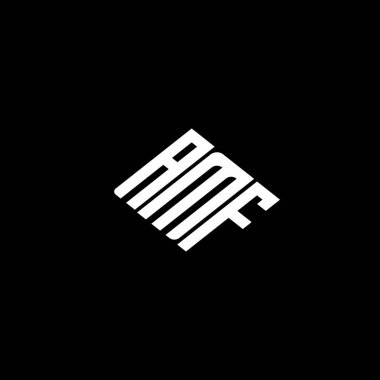Siyah arkaplanda AMF harf logosu tasarımı. 