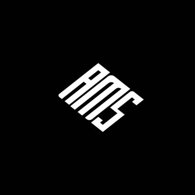 Siyah arkaplanda AMS harfi logo tasarımı. 