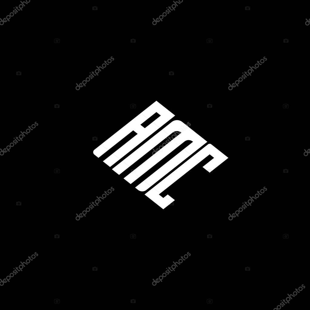 AMC letter logo design on black background.