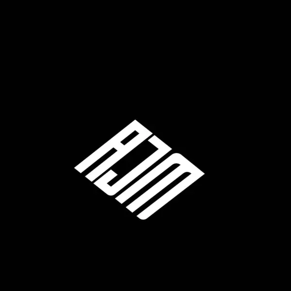 Siyah arkaplanda AJM harf logosu tasarımı. 