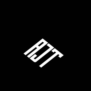 Siyah arkaplanda AJT harf logosu tasarımı. 