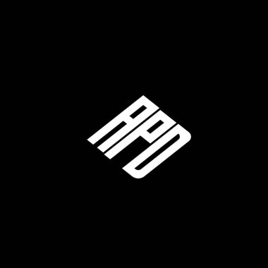 Siyah arkaplanda APD harf logosu tasarımı. 