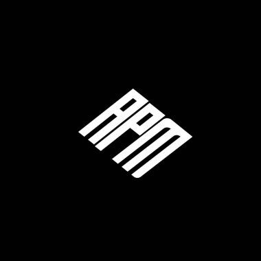 Siyah arkaplan üzerindeki APM harf logo tasarımı. 