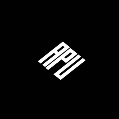 APU harfi logo tasarımı siyah arkaplan üzerine. 