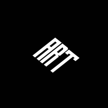Siyah arkaplanda ART harfi logo tasarımı. 