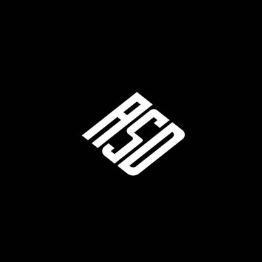 Siyah arkaplanda ASD harf logosu tasarımı. 