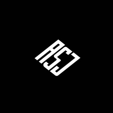 ASJ harfi logo tasarımı siyah arkaplan üzerine. 