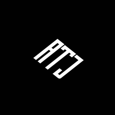 Siyah arkaplanda ATJ harfi logo tasarımı. 
