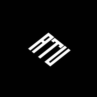 Siyah arkaplan üzerinde ATU harfi logo tasarımı. 