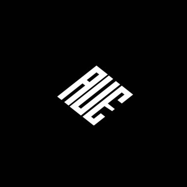 Siyah arkaplanda AUE harf logosu tasarımı. 