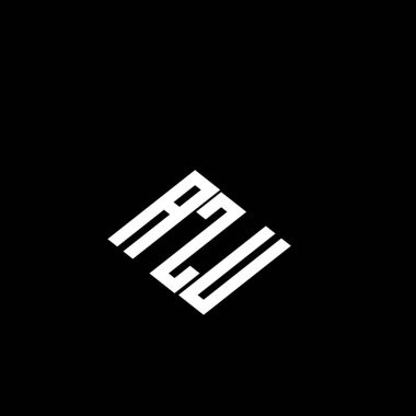 Siyah arkaplanda AZU harf logosu tasarımı. 