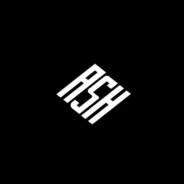 Siyah arkaplanda ASH harf logosu tasarımı. 