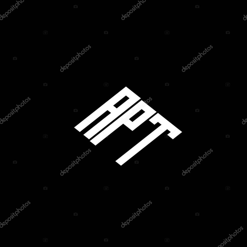 APT letter logo design on black background.