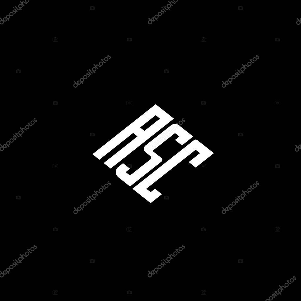 ASC letter logo design on black background.