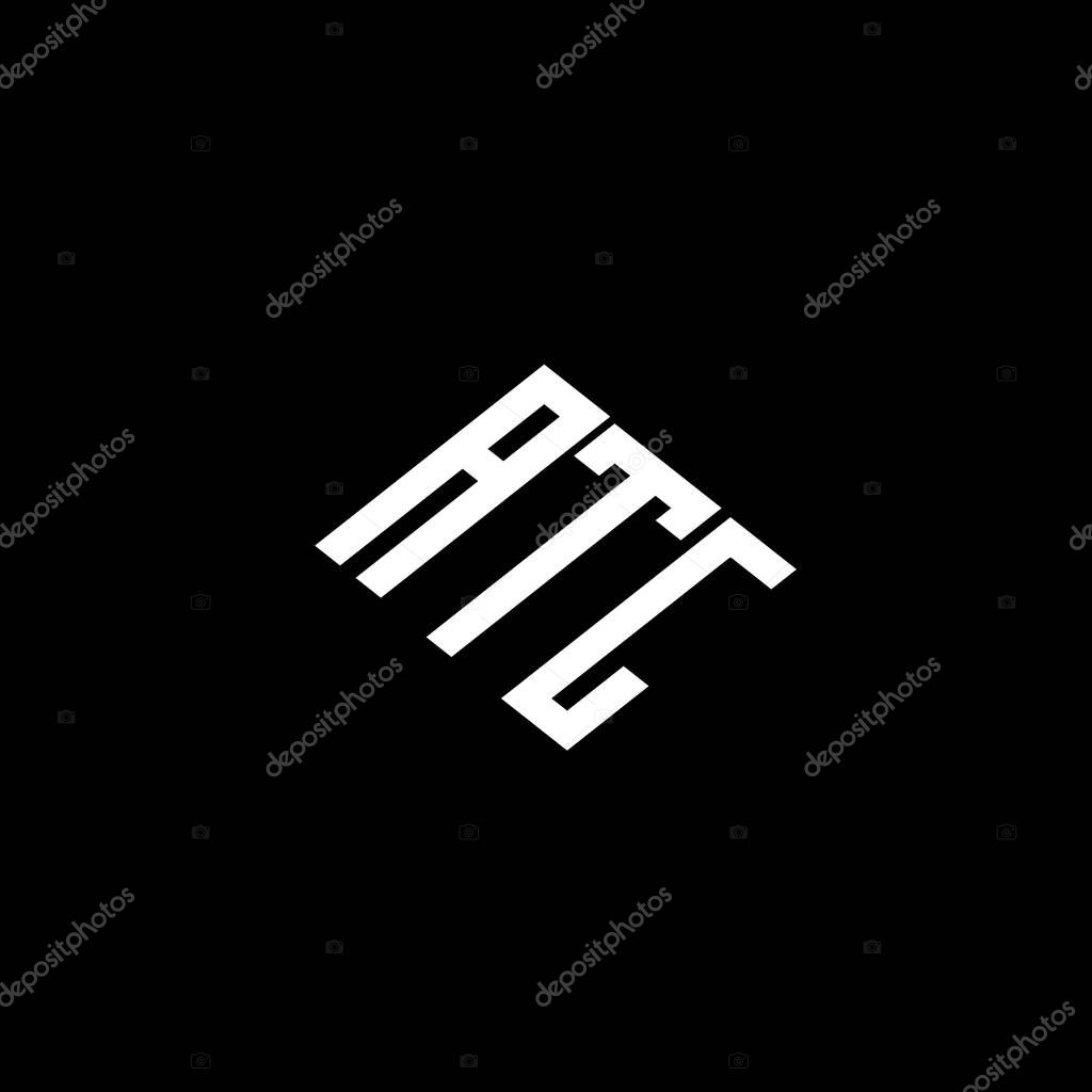 ATG letter logo design on black background.