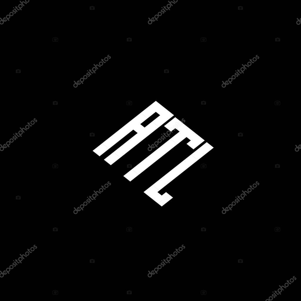 ATL letter logo design on black background.