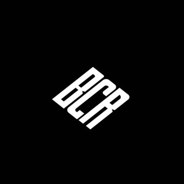 Siyah arkaplan üzerine BCR harf logosu tasarımı. 