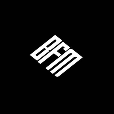 Siyah arkaplanda BFM harf logosu tasarımı. 