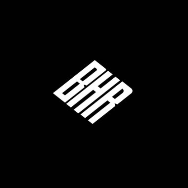 Siyah arkaplan üzerine BHR harf logosu tasarımı. 