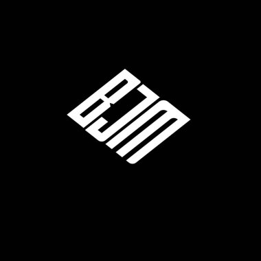 Siyah arkaplanda BJM harf logosu tasarımı. 