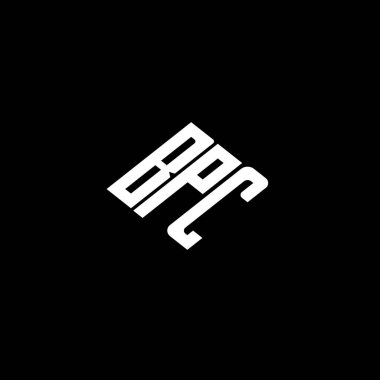 Siyah arkaplan üzerine BPC harf logosu tasarımı. 