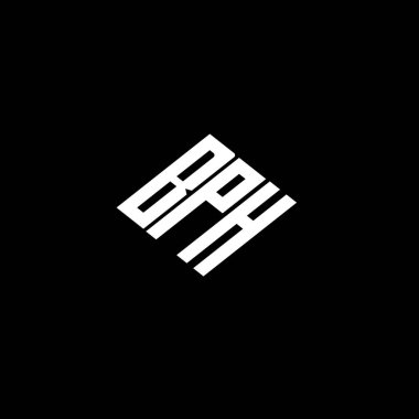 Siyah arkaplanda BPH harf logosu tasarımı. 