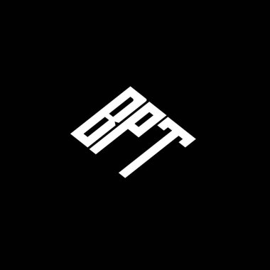 Siyah arkaplanda BPT harf logosu tasarımı. 