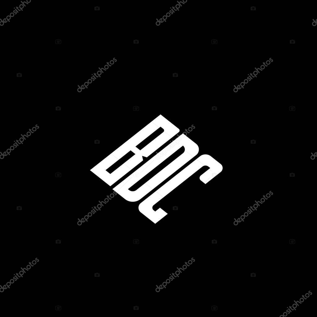 BDC letter logo design on black background.