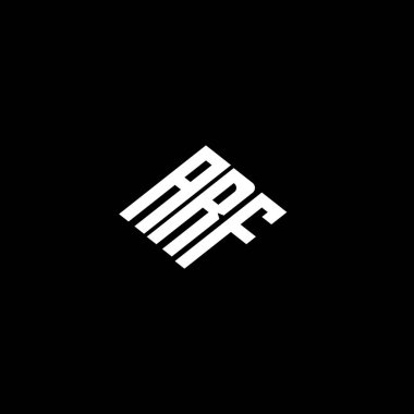 Siyah arkaplan üzerinde ARF harfi logo tasarımı. 