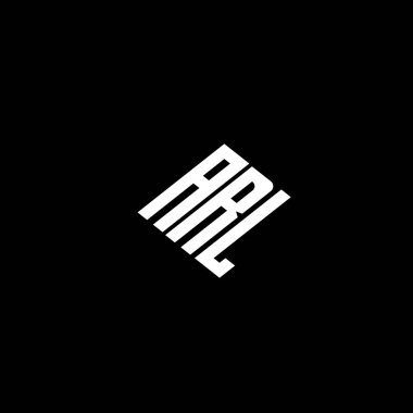 ARL harfi logo tasarımı siyah arkaplan üzerine. 