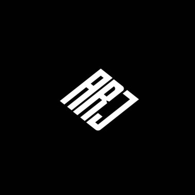 ARJ harfi logo tasarımı siyah arkaplan üzerine. 