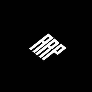 Siyah arkaplan üzerinde ARP harfi logo tasarımı. 