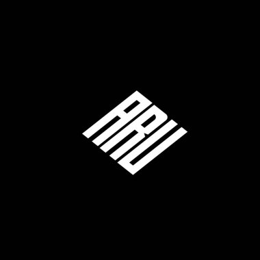 ARU harfi logo tasarımı siyah arkaplan üzerine. 