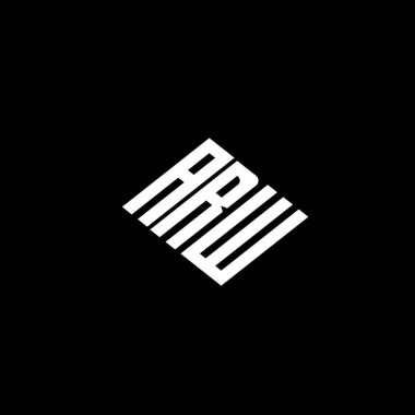 Siyah arkaplan üzerinde ARW harfi logo tasarımı. 