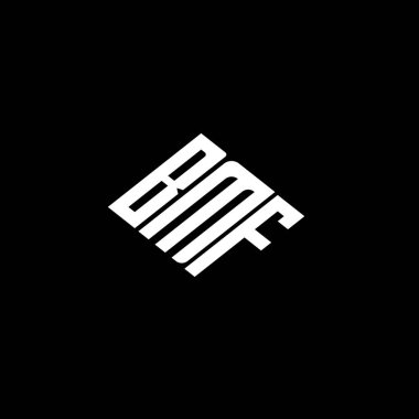 Siyah arkaplanda BMF harf logosu tasarımı. 