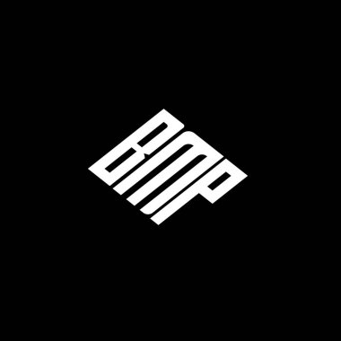 Siyah arkaplanda BMP harf logosu tasarımı. 