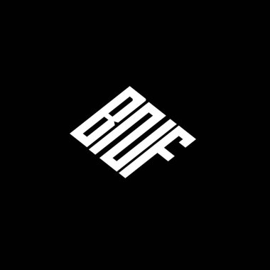 Siyah arkaplan üzerinde BNF harf logosu tasarımı. 
