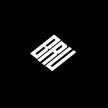 Siyah arkaplan üzerinde BRU harfi logo tasarımı. 
