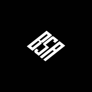 Siyah arkaplanda BSA harfi logo tasarımı. 