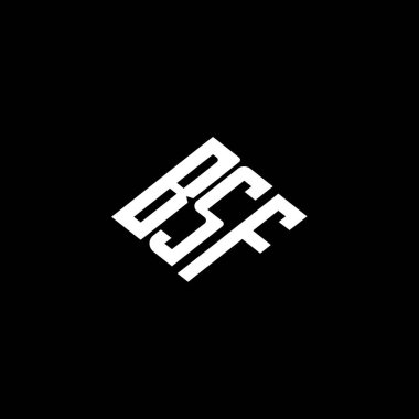 Siyah arkaplan üzerine BSF harf logosu tasarımı. 