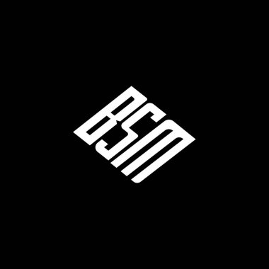 Siyah arkaplanda BSM harf logosu tasarımı. 