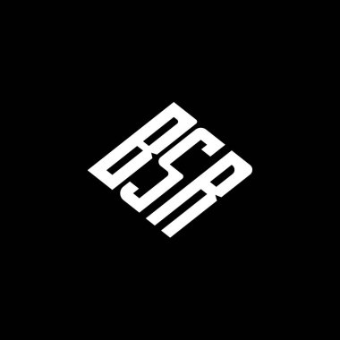 Siyah arkaplan üzerine BSR harf logosu tasarımı. 