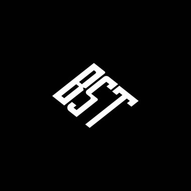 Siyah arkaplanda BST harfi logo tasarımı. 
