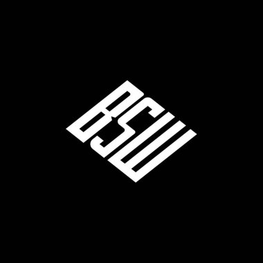 Siyah arkaplan üzerine BSW harf logosu tasarımı. 