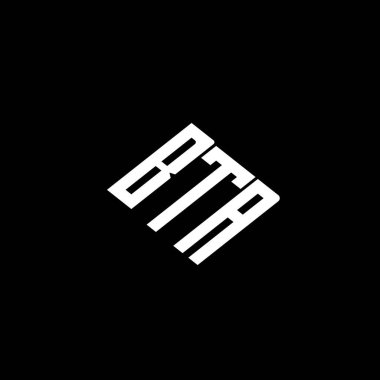 Siyah arkaplanda BTA harf logosu tasarımı. 