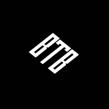 Siyah arkaplanda BTB harf logo tasarımı. 