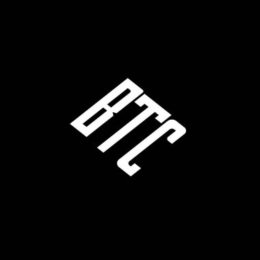 Siyah arkaplan üzerine BTC harf logosu tasarımı. 
