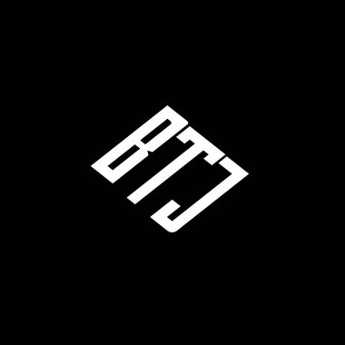Siyah arkaplanda BTJ harf logosu tasarımı. 