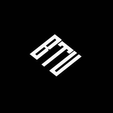 Siyah arkaplanda BTR harf logo tasarımı. 