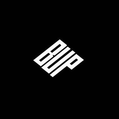 Siyah arkaplanda BUP harf logosu tasarımı. 